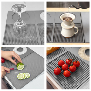 Silicone Tri-Fold Bar <b>Mat</b> Gray Black Foldable <b>Waterproof</b> Rectangle Camping Kitchen Outdoor Drain <b>Mat</b> - Product Image 3