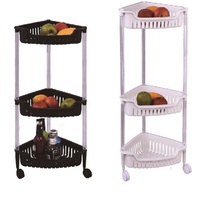 Organisateur de maison Panier de rangement en plastique à 3 niveaux en forme de triangle avec roulettes