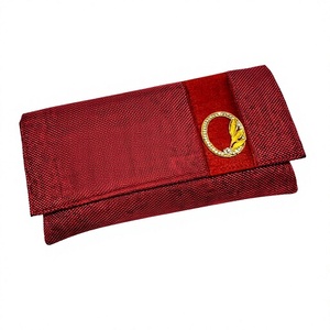 <b>Red</b> Textured Envelope <b>Clutch</b> With Decoration Evening Party <b>Bag</b> designer <b>clutch</b> party jute designer <b>clutch</b> broach pattern - Product Image 1