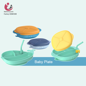OEM personnalisé en <span class=keywords><strong>silicone</strong></span> de qualité alimentaire ensemble d'alimentation pour bébé animal cuillère fourchette enfants ventouse couverture de plaque vaisselle pour enfants pour bébés - Product Image 3
