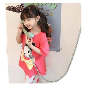Vêtements d'été pour enfants en gros en ligne : Ensemble décontracté T-shirt à manches courtes imprimé lapin et pantalon pour filles - Product Image 1