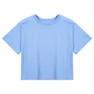 200 G penye pamuk özel tasarım kadın kısa kollu kırpma üst T - Shirt