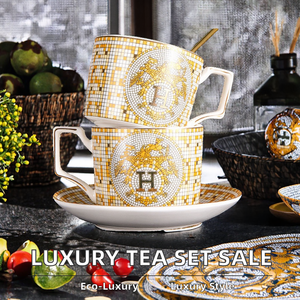 Hot Sale High-End Luxury Ceramic Tea <b>Cup</b> and <b>Saucer</b> Set for Afternoon Tea or Coffee Factory Wholesale - Product Image 2