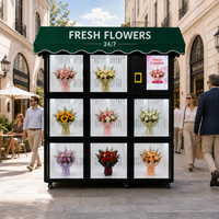 Kiosco Refrigerado Comercial para Venta de Flores al Aire Libre, con 8 Puertas, Acero Inoxidable, Gestión Basada en la Nube, Dispensación Automática