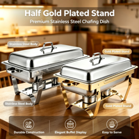 Chauffe-Plat Professionnel 5L en Acier Inoxydable avec Brûleur à Alcool et Support Pliable pour Buffets, Hôtels, Restaurants et Événements