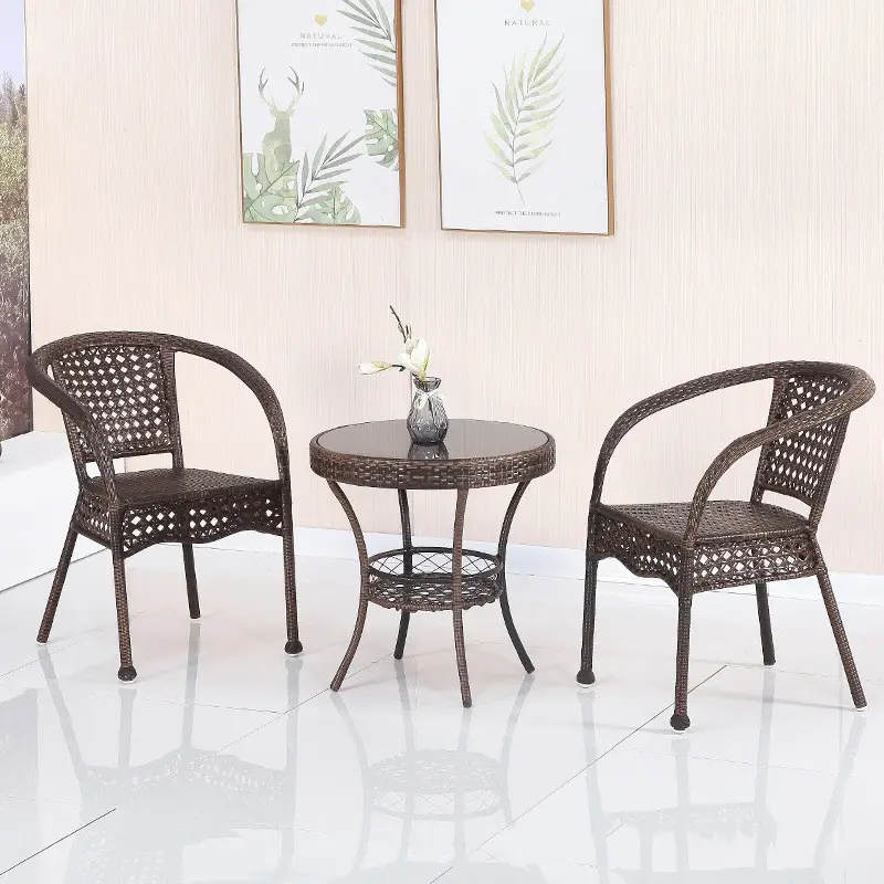 Wicker đồ nội thất sân vườn Cube Set mây bàn ăn và ghế ngoài trời mây đồ nội thất Patio đồ nội thất