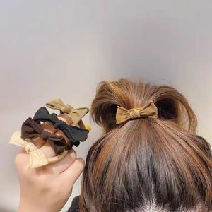 Coleteros de tela estilo coreano con lazo, diademas casuales, juego de coleteros sin costuras - Product Image 2