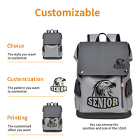 Mochila para Portátil de Gran Capacidad, Estilo Inglés, Unisex, con Logotipo Personalizado, Material PU, Resistente al Agua y al Desgaste, Carga USB, Alta Calidad