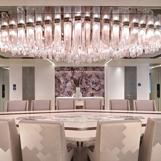 Nordic Creative Modern Simple Rectangular Glass Chandelier Luxury Custom Villa Dining Room Square Glass Tube Ceiling Light