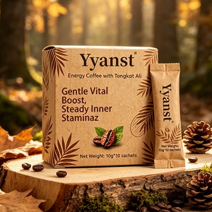 Café Instantáneo Botánico 10g*10 Sobres Caja de Papel Kraft con Estampado de Hoja de Palma OEM Etiqueta Privada Personalizada Cartón a Granel - Product Image 5
