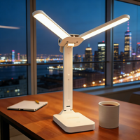 Lámpara de Escritorio LED Plegable de Doble Cabezal, Suministro de Fábrica, Moderna, Recargable por CC, con Control Táctil, Luz de Mesa 2 en 1