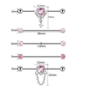 Gaby <strong>Bow</strong> and Arrow Stainless Steel Barbell Earrings Heart Evening Moonstone Dangle Bar Industrial Piercing Studs <strong>Body</strong> Jewelry - Product Image 2