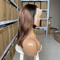 Peluca de Encaje Frontal Color Chocolate Marrón de Primera Calidad, 300% de Densidad, Peluca Bob Ligera para Verano, Cabello Natural 16A, Sin Pegamento