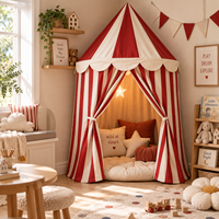 Abri de jeu mural en coton uni rouge et blanc, écologique, toutes saisons, portable, pour maisonnette d'enfants, chambre à coucher