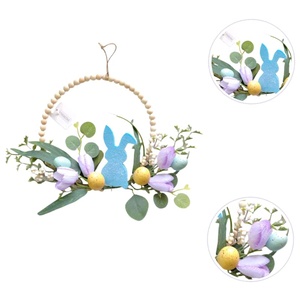 Prezzo all'ingrosso della fabbrica per la casa <span class=keywords><strong>fiori</strong></span> ornamentali fatti a mano corona cerchio <span class=keywords><strong>con</strong></span> coniglietto di pasqua per la primavera festa di pasqua porta uso - Product Image 4