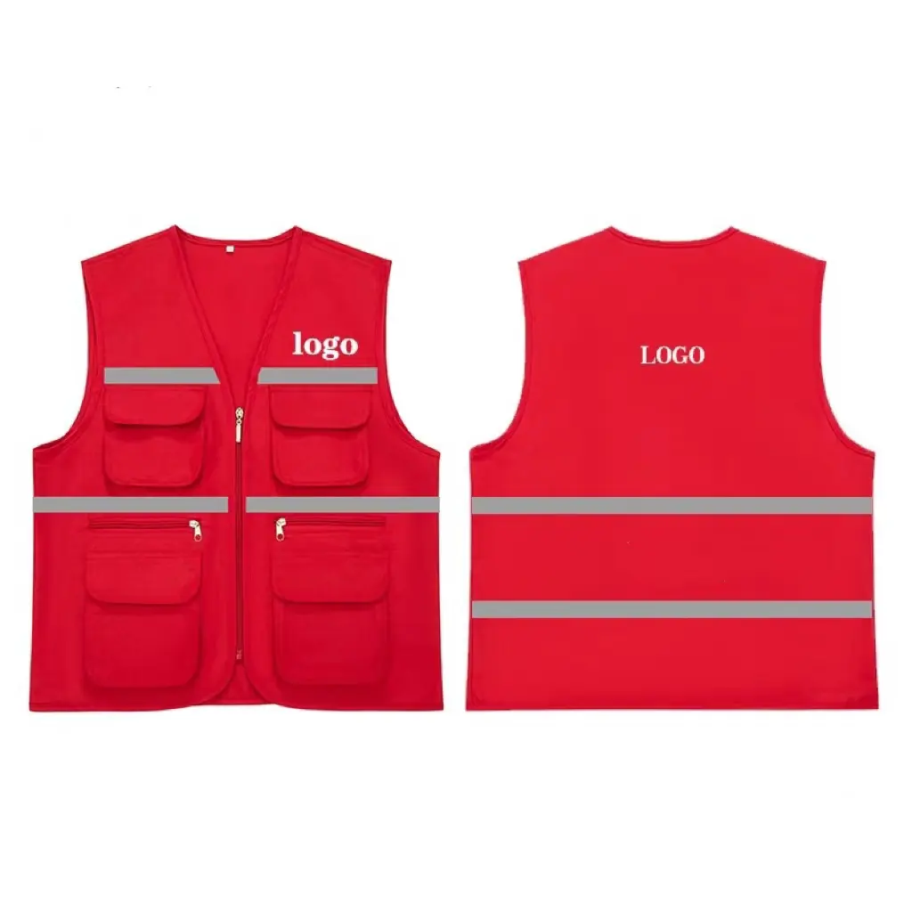 Customized engineer volunteer work wear Hi-Vis reflective work vests with pockets working vest