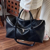 Sac de week-end pliable unisexe en PU vegan, grand sac de voyage à double fermeture éclair, bandoulière réglable, sac à main et sac bandoulière, logo personnalisé