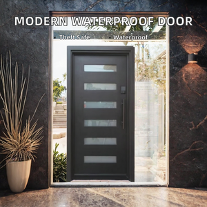 Porte d'entrée extérieure de sécurité ZS, design moderne personnalisé, en fer forgé et verre, étanche, insonorisée et antivol pour villa - Product Image 2