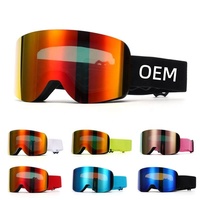 Masque de ski magnétique OTG rétro sans monture anti-buée avec logo personnalisé OEM pour snowboard et sports d'hiver