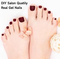 DUKASOU Bandes de gel de résine semi-durcies pour pédicure, 32 autocollants couleur unie pour ongles d'orteil, enveloppes complètes pour ongles d'adultes, inclut des tampons de préparation pour les ongles