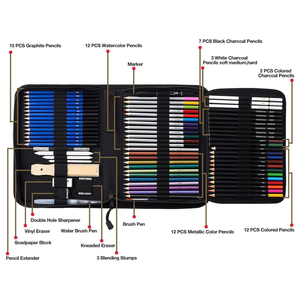 Lot de 76 ensembles de dessins kit de dessins professionnel kit de croquis complet avec <span class=keywords><strong>crayon</strong></span> de couleur aquarelle au fusain de <span class=keywords><strong>graphite</strong></span> pour artistes - Product Image 2