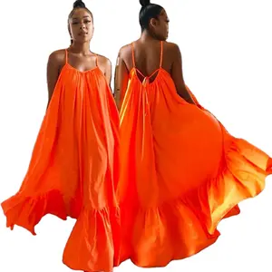 Женское платье макси без рукавов, повседневное свободное платье на бретелях, 25 цветов, большие размеры 5XL, лето 2023
