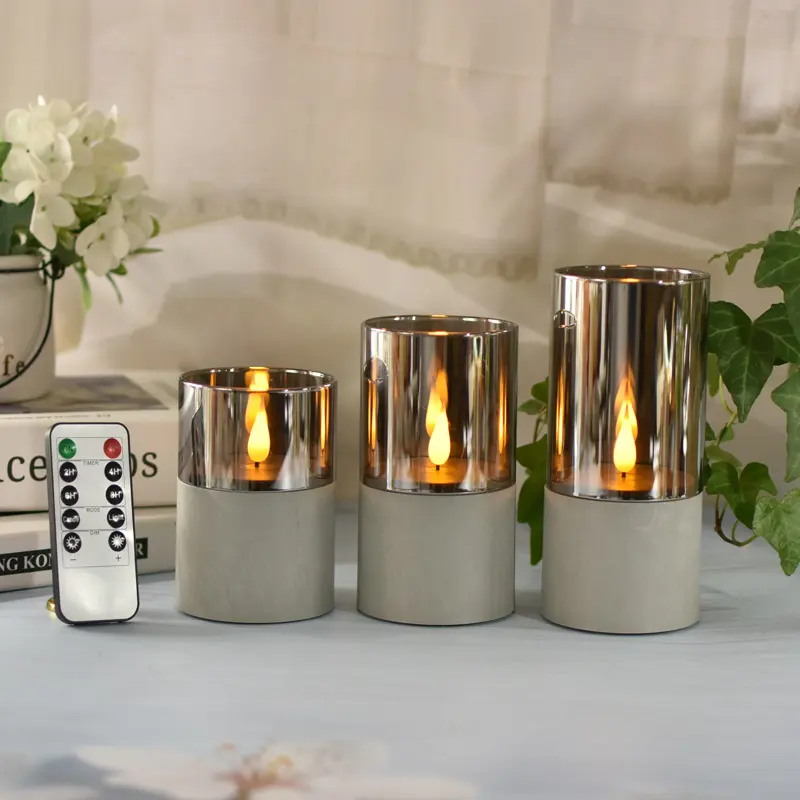 3 pz/set senza fiamma candele LED per decorazione di nozze stile pilastro a batteria con luce dimmerabile e telecomando