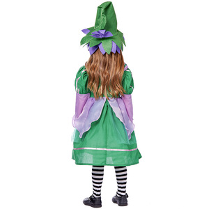 Disfraz de Halloween para niñas, vestido de <span class=keywords><strong>duende</strong></span> de hada con manga de burbuja <span class=keywords><strong>verde</strong></span> púrpura, falda multicapa, sombrero de pétalo, eco inspirado - Product Image 5