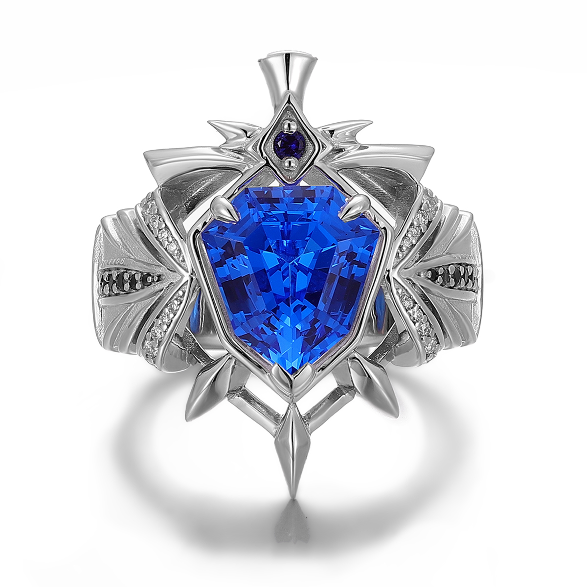 Bague en or massif 18 carats avec pierre précieuse de laboratoire.