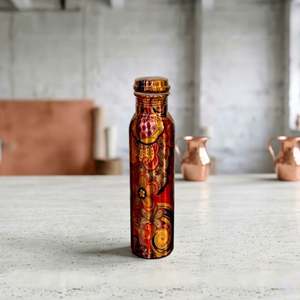 Juego de Botellas de Agua de Cobre con Diseño Artesanal, Botellas de Cobre Puro Impresas a Mano con Tapas de Cobre Herméticas, Diseño Floral Vintage - Product Image 1