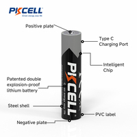 PKCELL Aa Usb Batteries Rechargeables Aa/aaa Type-c Batterie 1.5v Usb 700mwh Batterie Rechargeable