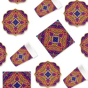 DAMAI Nuevo Juego de Vajilla Desechable Personalizado con Temática de Feliz Cumpleaños, Platos, Vasos y Servilletas de Papel Retro - Product Image 4