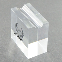 Support de stylo en acrylique transparent massif à fente unique, gravable, pour bureau, avec logo personnalisé