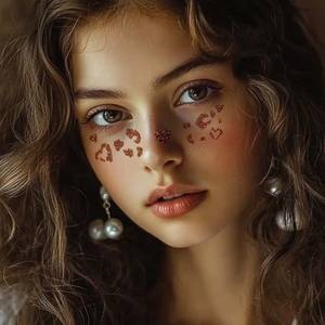 Venta caliente desechable nueva pegatina temporal impermeable realista mejilla <span class=keywords><strong>leopardo</strong></span> estampado puntos mujeres cara brillo tatuaje pegatina - Product Image 2