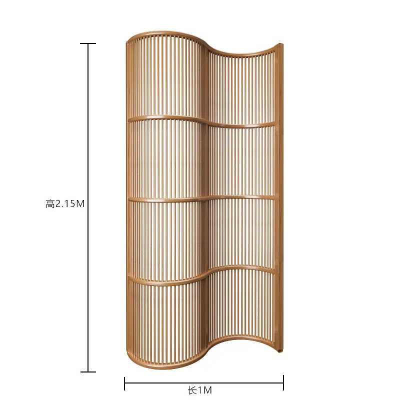 Cloison de bureau pliante mobile en bois de luxe moderne, ensemble de 6 panneaux en bambou massif et diviseurs de pièce