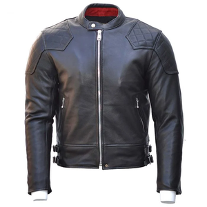Custom Waterproof Windproof Riding <strong>Jacket</strong> Fashion Popular <strong>Mens</strong> Motorcycle Round Neck <strong>Bike</strong> Black Genuine Leather <strong>Jacket</strong> - Product Image 3