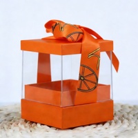 Boîte de présentation transparente carrée arc prêt à l'emploi rose petite boîte pliante cadeau mignon