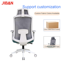 Chaise de bureau ergonomique moderne en maille, réglable en hauteur, appui-tête, bleu ciel, pivotante, inclinable, accoudoirs fixes, pour bureau à domicile, étude, atelier, vente en gros