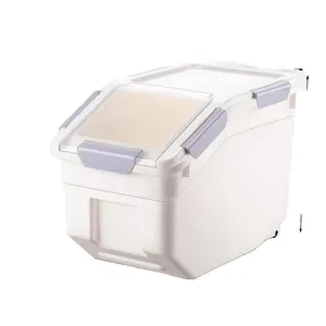 Large Airtight Rice Storage Container with Cup - White