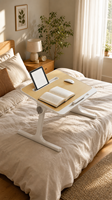 Tablette de lit inclinable ergonomique, table d'appoint réglable pour ordinateur portable avec fente pour tablette et verrou rotatif pour la maison, le bureau, le lit et le canapé