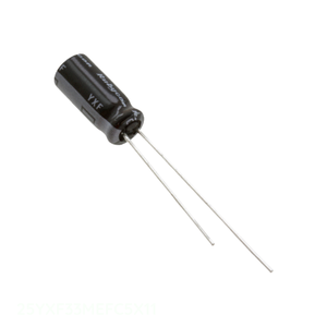 Condensador de canal del fabricante CAP ALUM 33UF 20% 25V RADIAL TH 25YXF33MEFC5X11 de montaje a través de orificio 33 uF - Product Image 1