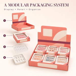 Boîtes individuelles en <span class=keywords><strong>papier</strong></span> pour faux ongles avec fenêtre transparente et plateau de présentation à six compartiments pour présentation en comptoir de vente au détail - Product Image 6