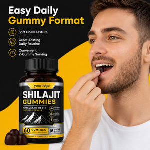 Gummies de Shilajit sans sucre à base de plantes, riches en acide fulvique, oligo-éléments et Ashwagandha, pour stimuler l'énergie quotidienne, renforcer la résistance et équilibrer le stress - Product Image 6