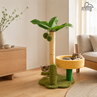 Vente en gros usine OEM Personnalisé Tour d'escalade pour chat moderne avec poteau à gratter en sisal motif cocotier tropical et lit-nid