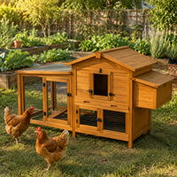 Poulailler en bois massif de haute qualité, imperméable et respirant, de grande taille, en forme de maison, avec plateau en plastique pour poules pondeuses