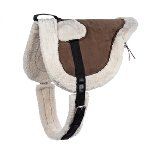 Horse Bareback <b>Pad</b> with Fleece Lining and <b>Cushion</b> Filling Leather/Cotton Material - Product Image 1