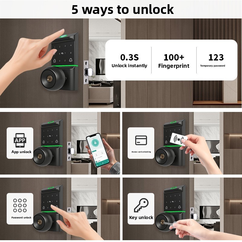 TTLock North American Smart Door Lock Model 2404A Fully Automatic WiFi/ Fingerprint Password with Key Wooden Door Lock · image 4