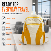 Mochila Personalizada OEM con Bloques de Color, Forro Ligero Resistente al Agua, Almacenamiento Organizado para Viajes, Desplazamientos Diarios y Ocio