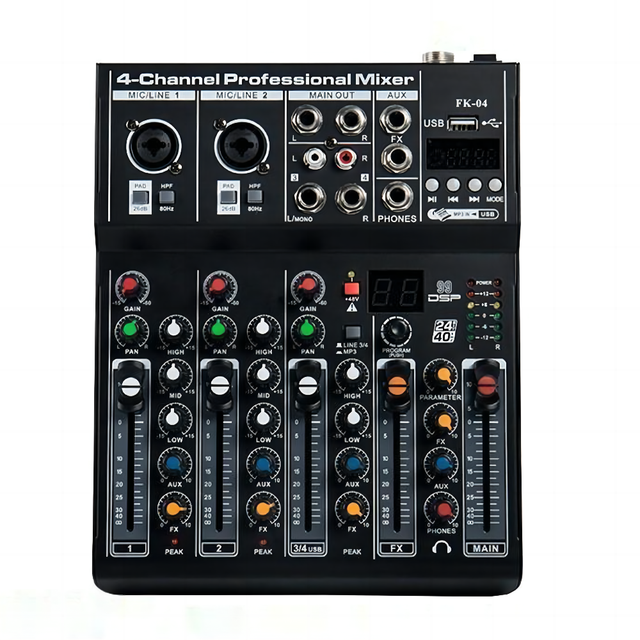 FK4 Professional 4 Channels Dj Mixer Controller DJ Mixing Console Usb Audio Mixer DSP DJ System