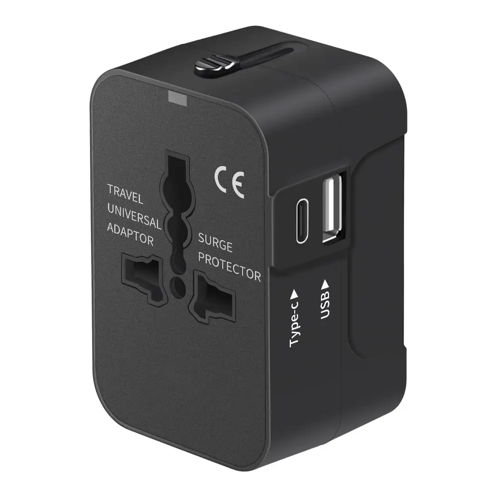 Adaptor perjalanan Universal dengan USB C-pengisi daya dinding seluruh dunia All-in-One dengan adaptor colokan listrik AC untuk AS EU UK AUS